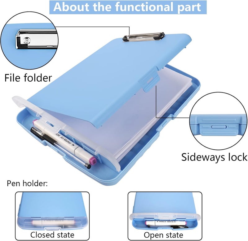SFLHHDM Clipboard with Pen Holder, Legal Size Nursing Clipboard with Storage, Plastic Clip Board for Writing, Lightweight Cute Clipboards Storage with Low Profile Clip for Work, Office - Image 5